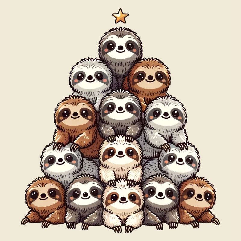 Faultier Weihnachtsbaum Muster