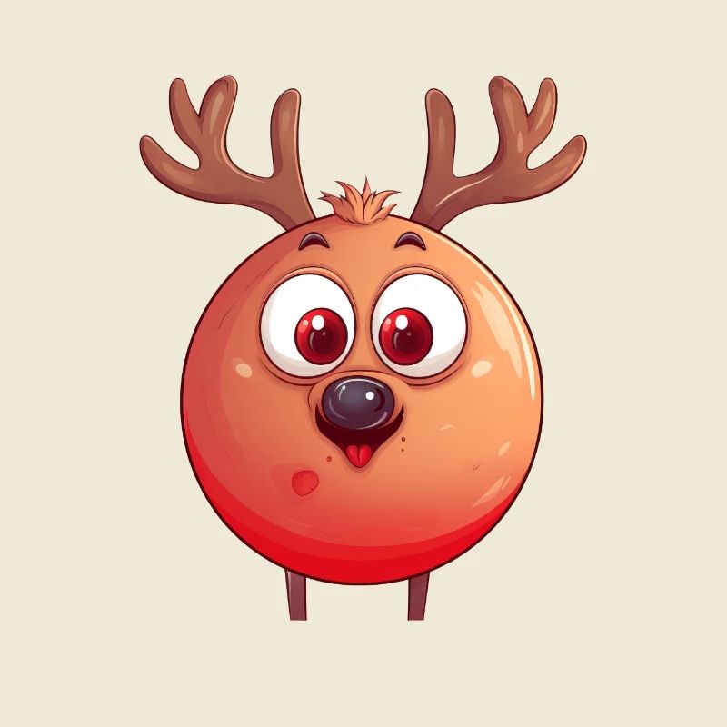 Rundes Rentier-Weihnachtskugel Comic Design