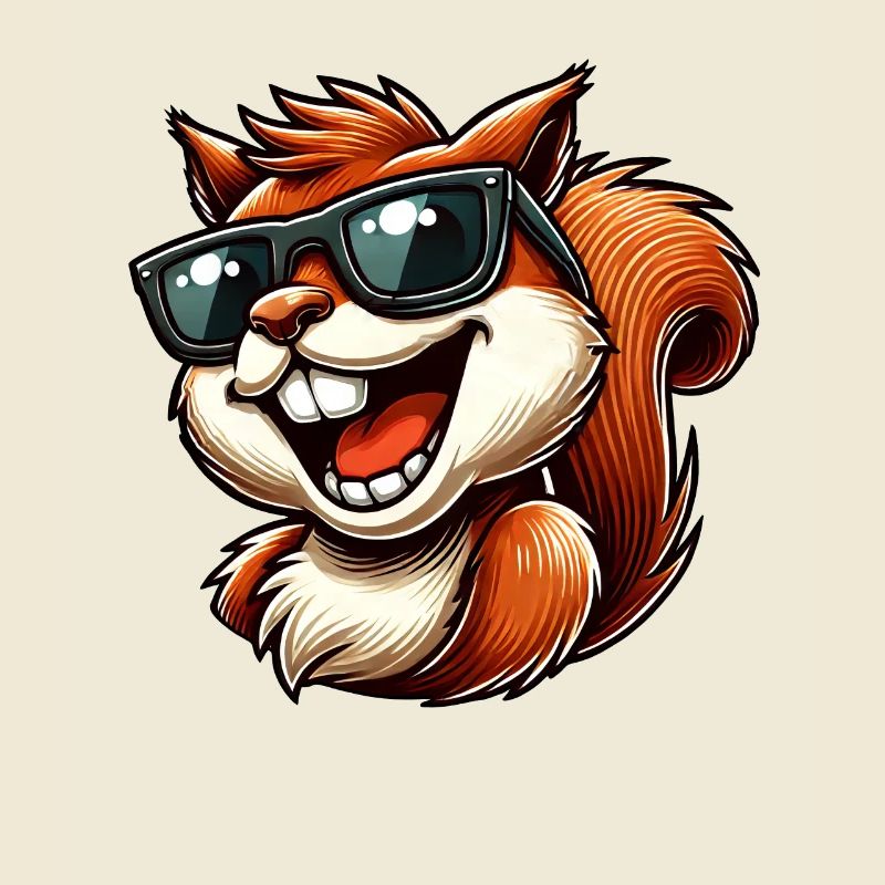 Cooles Eichhörnchen mit Sonnenbrille lachend