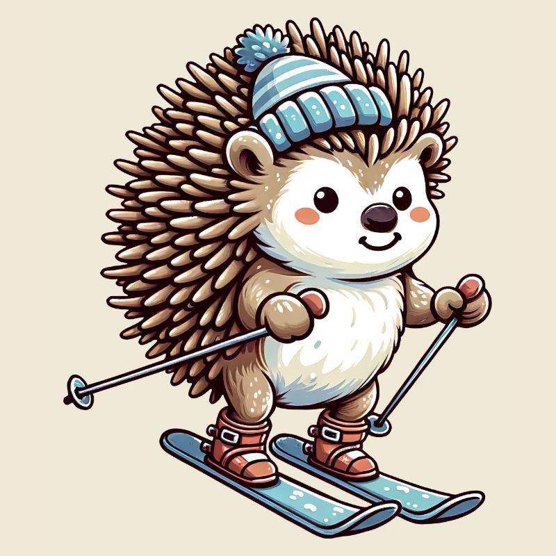 Igel Ski Skifahrer Skiurlaub Süß Comic