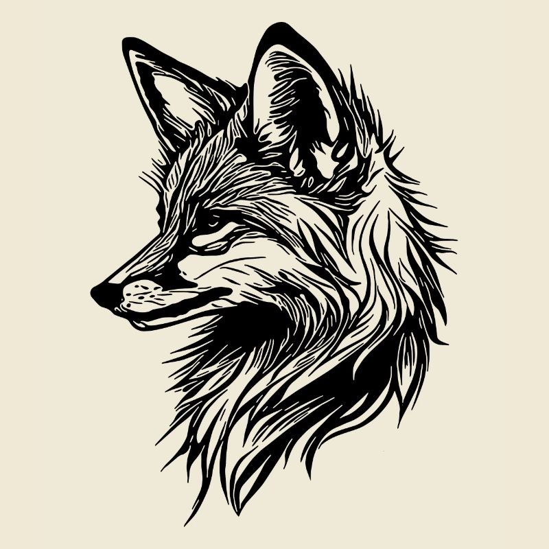 Cute elegant fox in tattoo ink