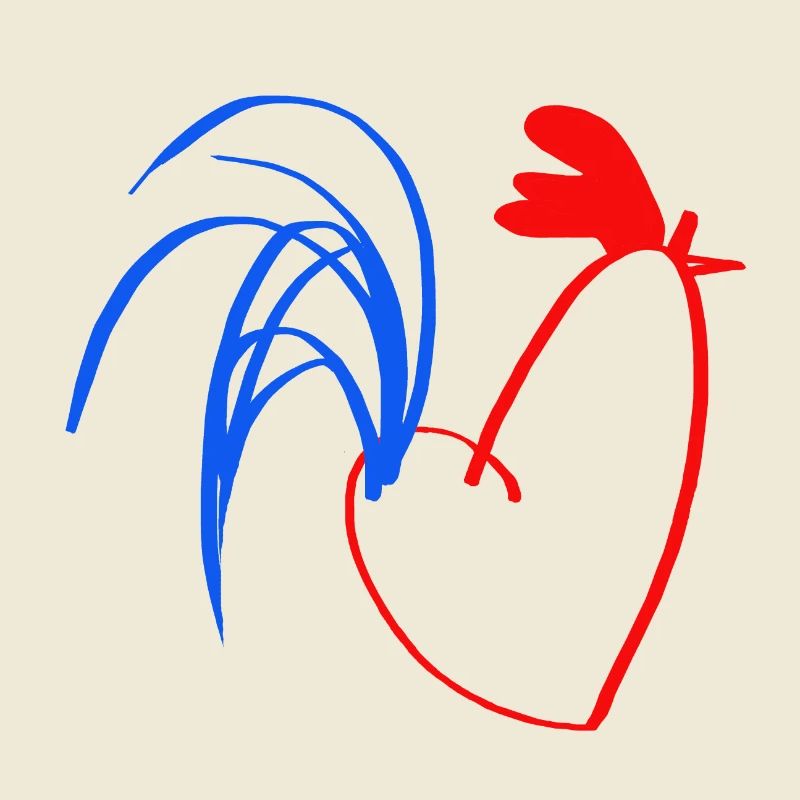 rooster blue white red