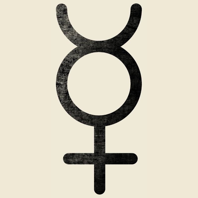 Mercury Astrological Symbol | distressed | Black