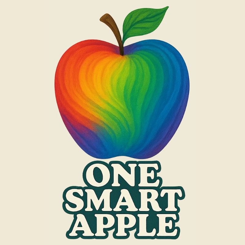 Pomme colorée avec le titre « One Smart Apple »