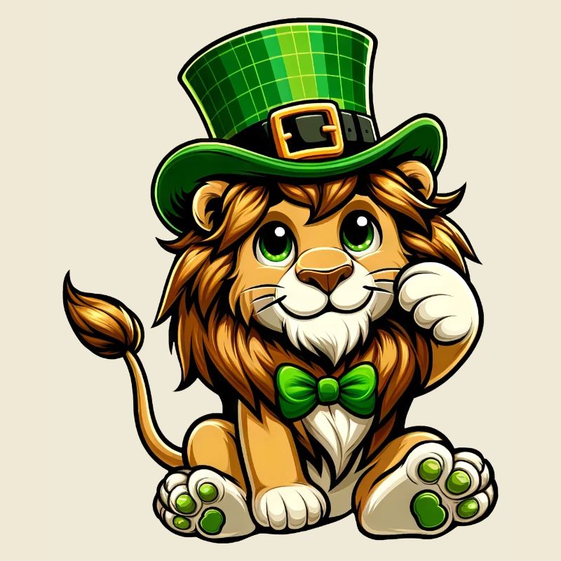 Dessin animé mignon de la Saint-Patrick de Lion
