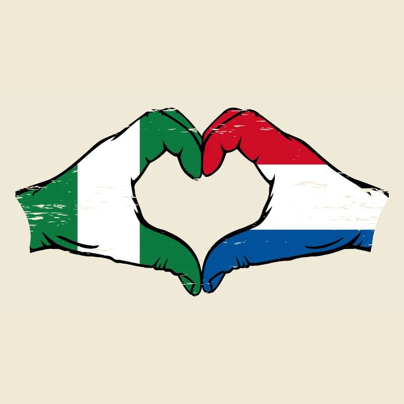 Nigeria Hollande drapeau mains forme de coeur utilisé