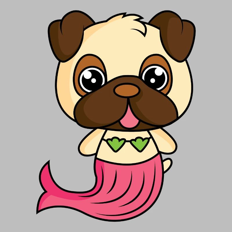 Pug as a mermaid