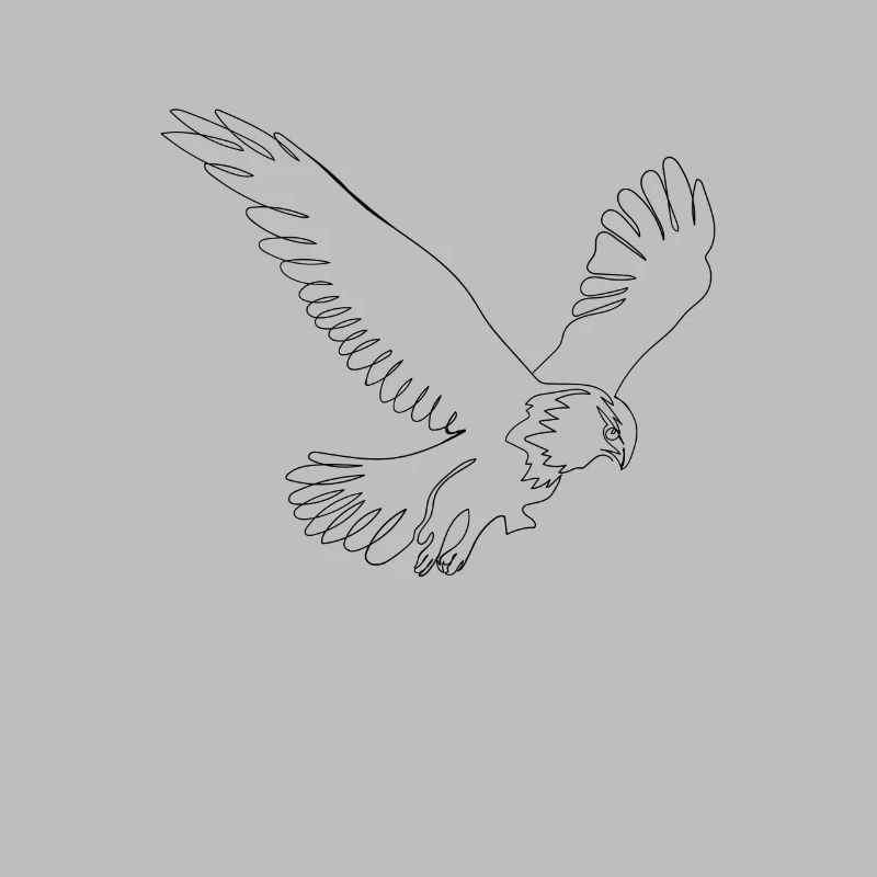 One Line Art Eagle drawn with a dash