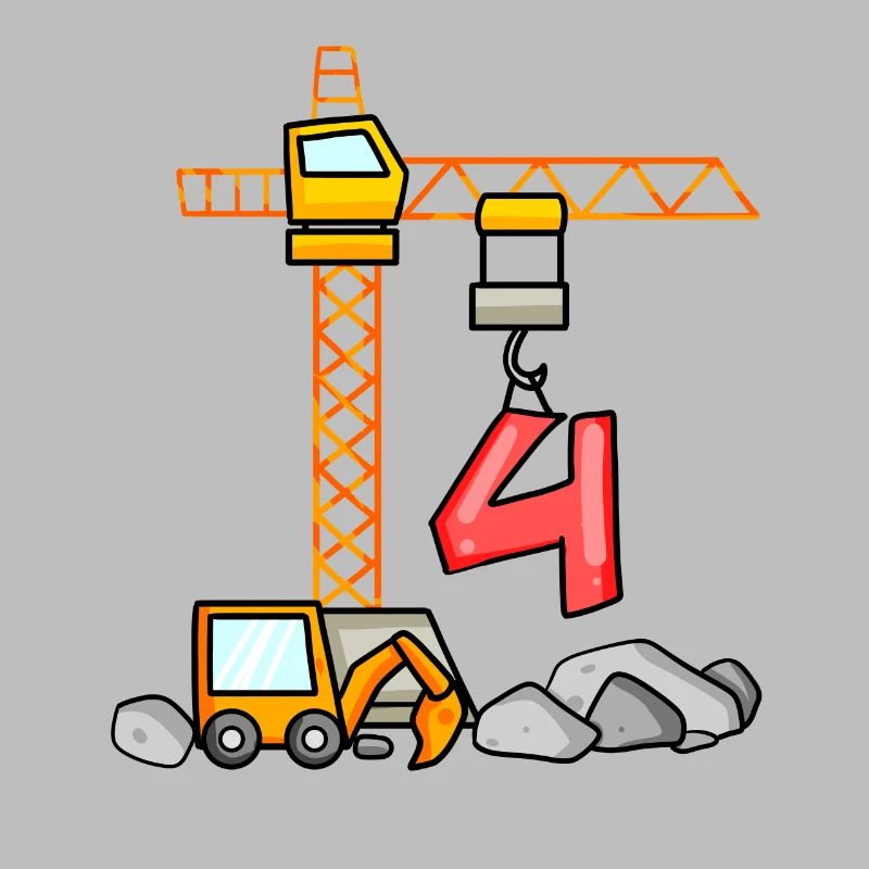 Kinder Geburtstagsshirt Bagger 4 Junge Baustelle 4