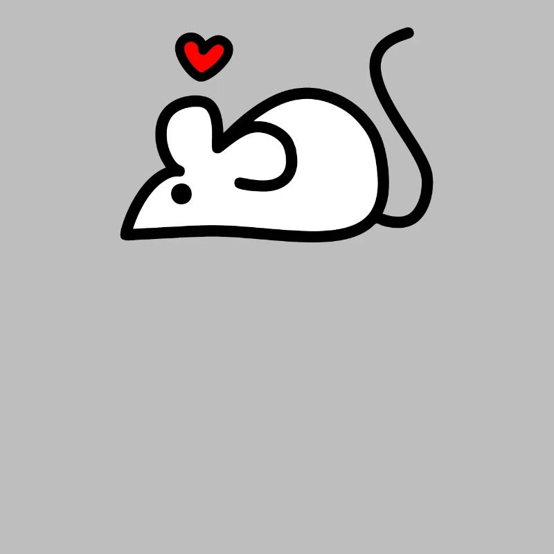 a white mouse with a heart