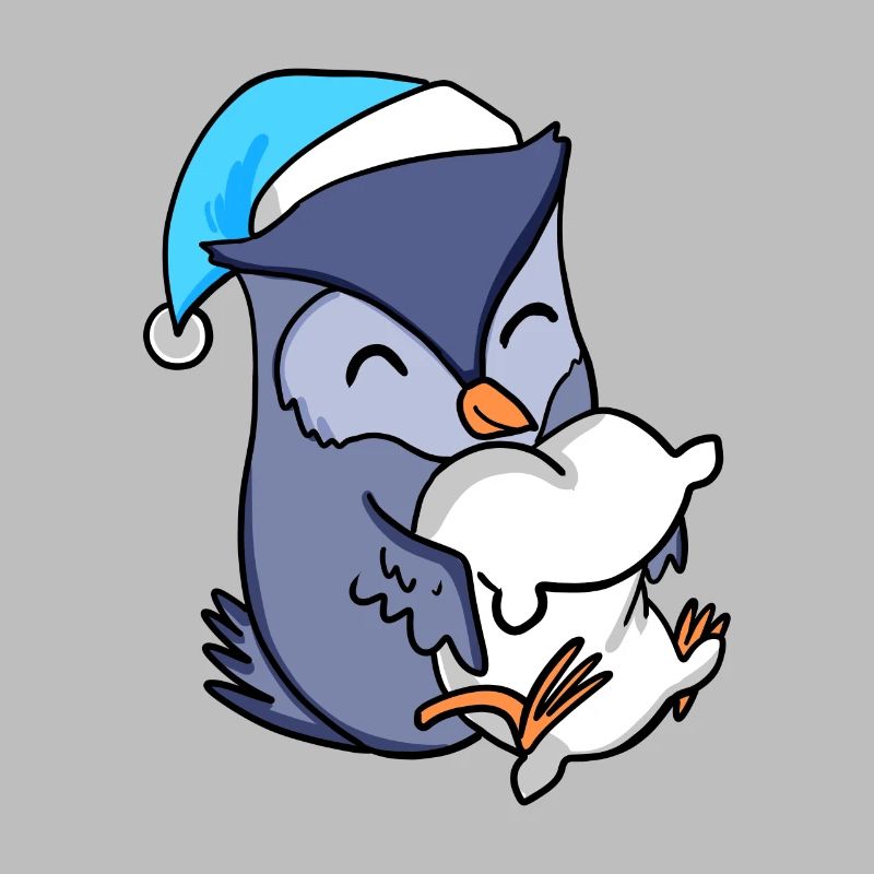 Owl with pillow and sleeping cap