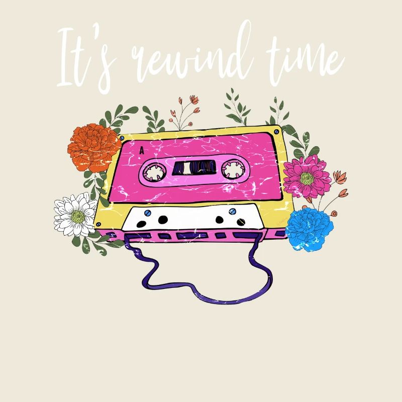 Retro Vintage Cassette Tape "It's Rewind Time" Par