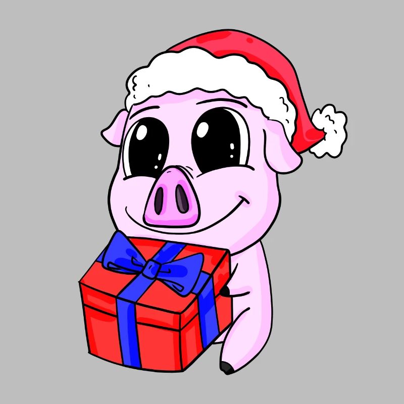 Cochon mignon avec cadeau - Noël