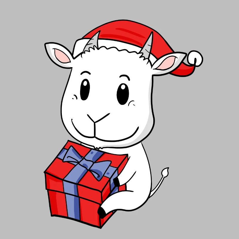 Bébé Chèvre de Noël avec cadeau