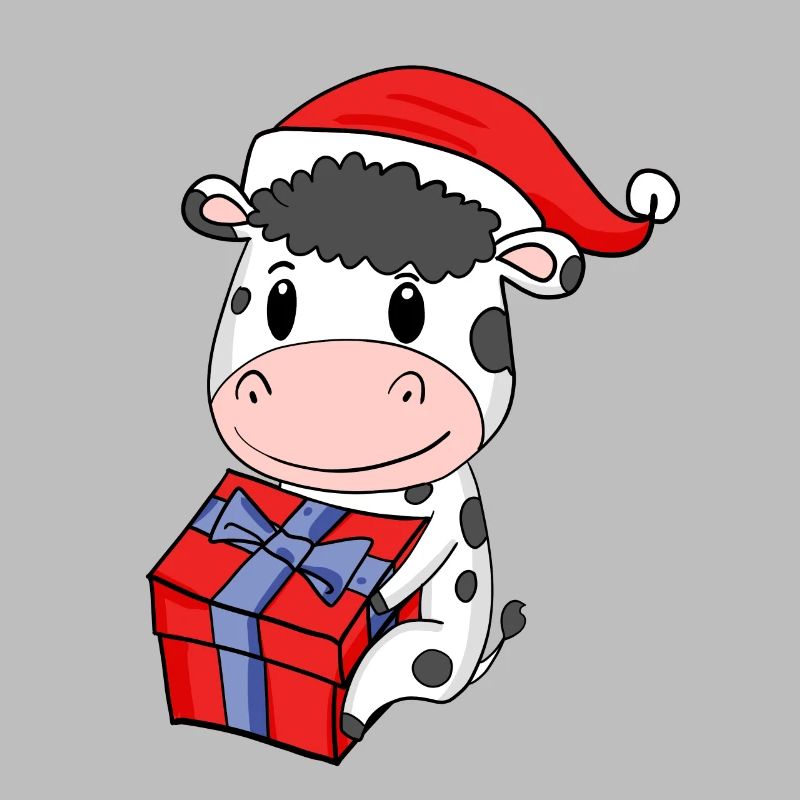 Vache de Noël Bébé avec cadeau