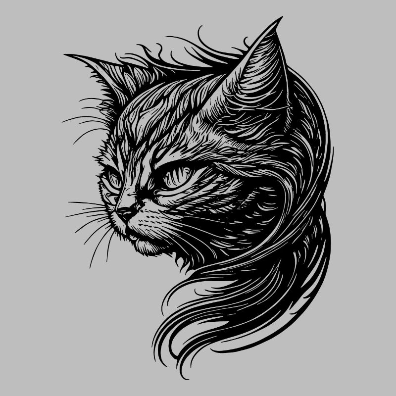 Chat élégant dans le style de tatouage vintage