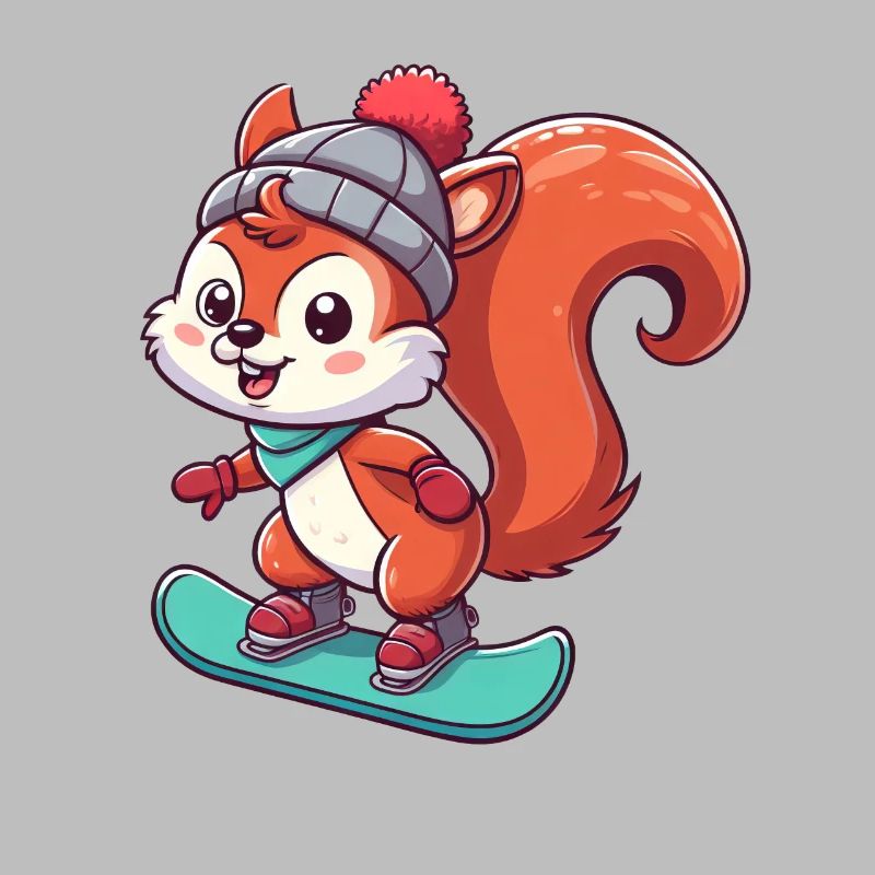 Winterabenteuer mit Eichhörnchen – Snowboard-Spaß