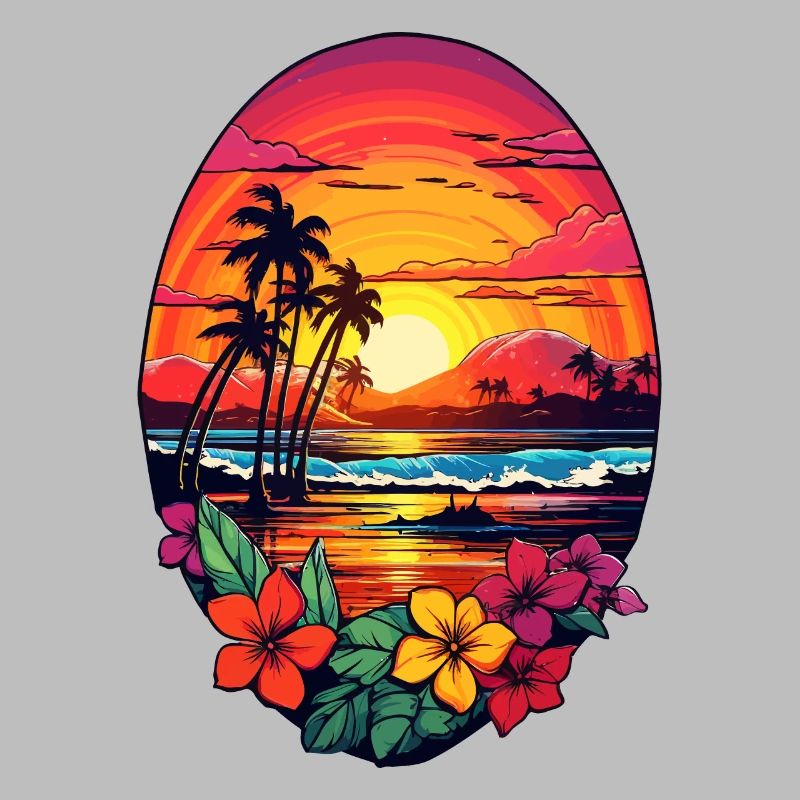 Palm Trees Hawaii Surfing Ocean Surfboard Design