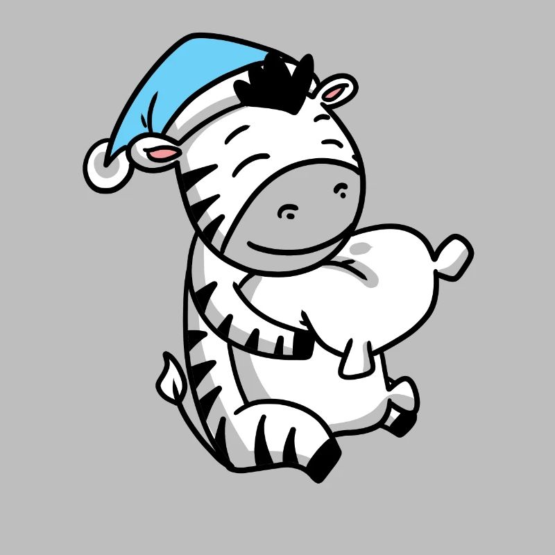 Zebra with pillow and sleepy cap