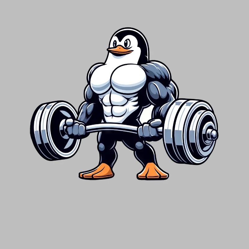 Musculation pingouin avec haltères