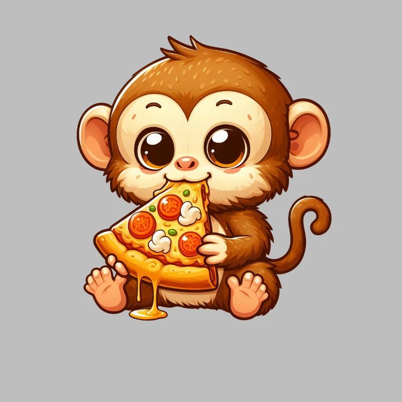 Chimpanzee enjoys pizza pizza lover