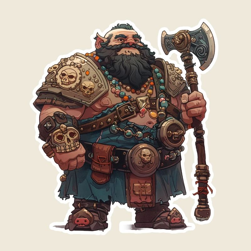 Dicker Zwergenkrieger mit großer Axt