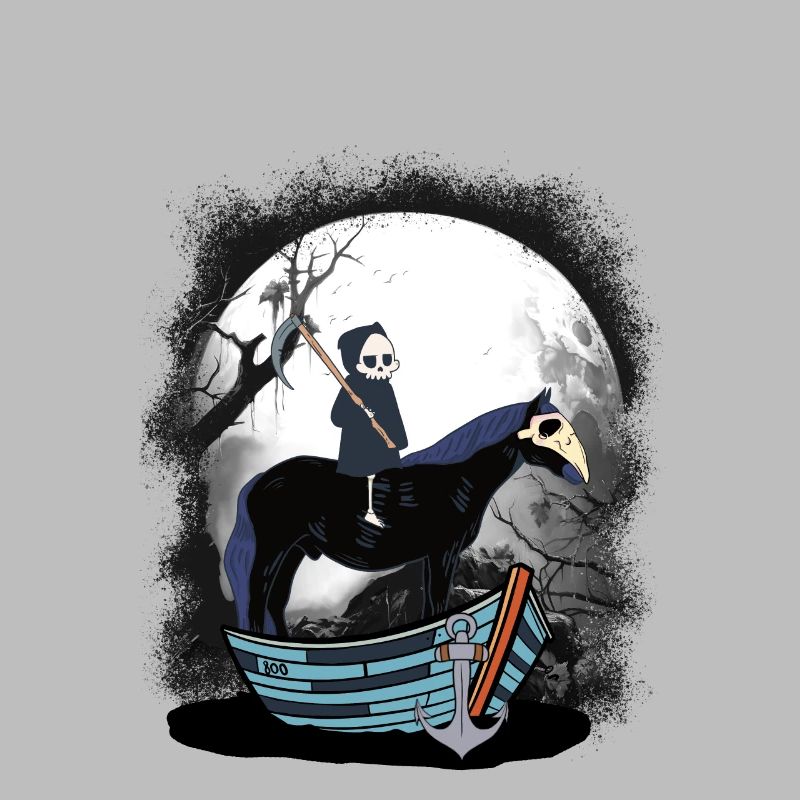 Grim Reaper Passeur Cavalier Bateau À Cheval Halloween