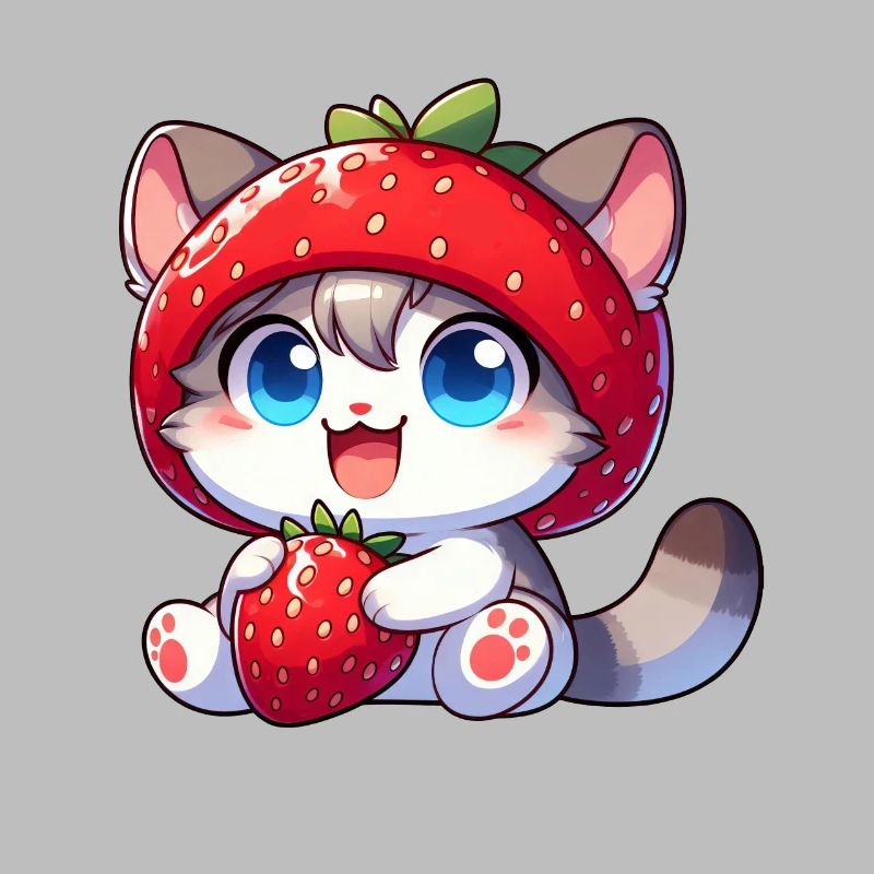 Cute Cat Strawberry Fruit Hat Whimsical