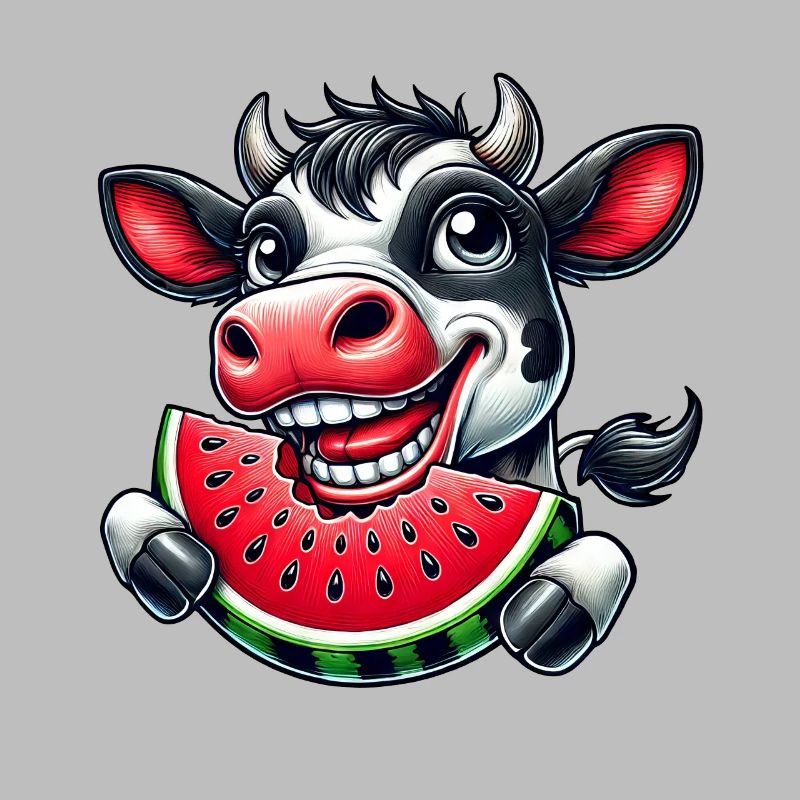 Vache Bull Bull avec pastèque Summery