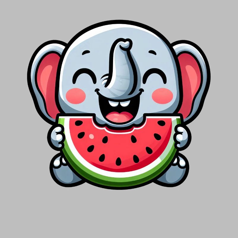 Cute elephant with watermelon summer joy