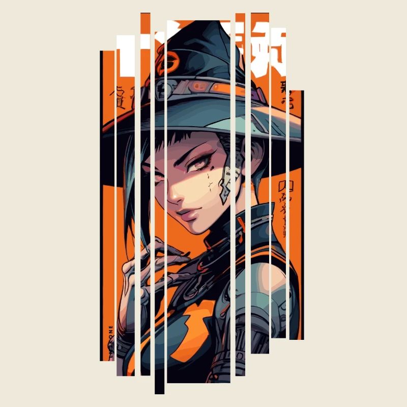 Orange Geometric Witch