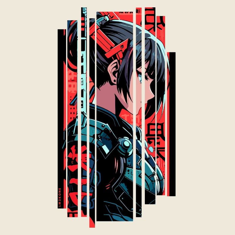 Frau Cyborg Japan Rot Kanji