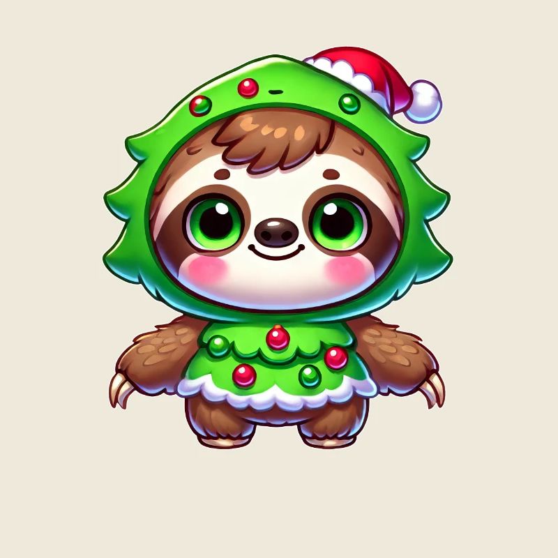 Funny Christmas Sloth Christmas Tree Cartoon