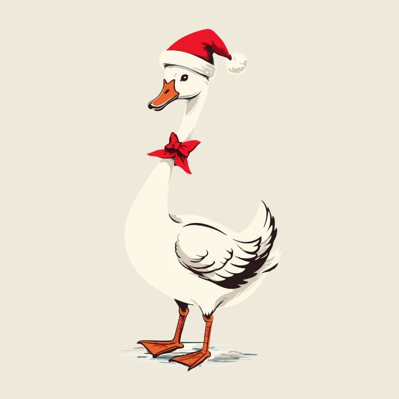 Festive goose with santa hat