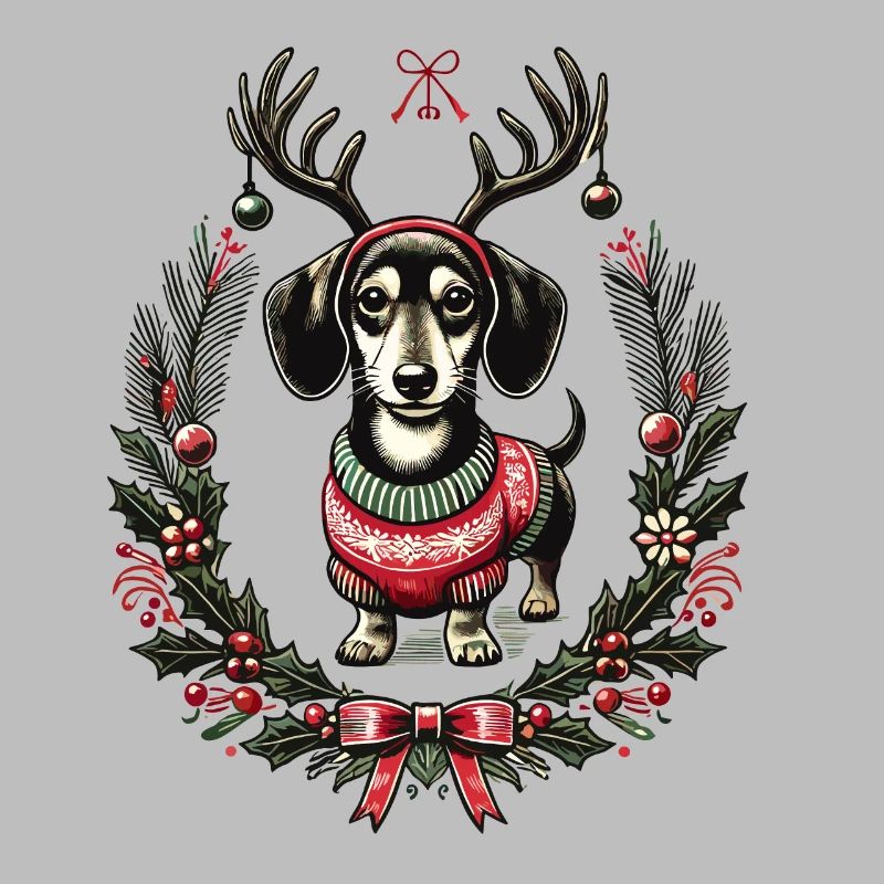 Fröhlicher Dackel Im Weihnachtspullover