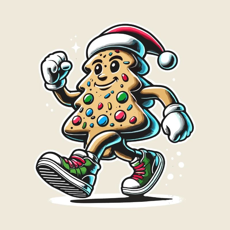 Cheerful gingerbread man with santa hat