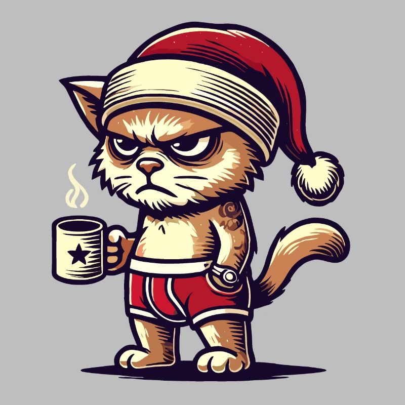 Funny Grumpy Christmas Cat