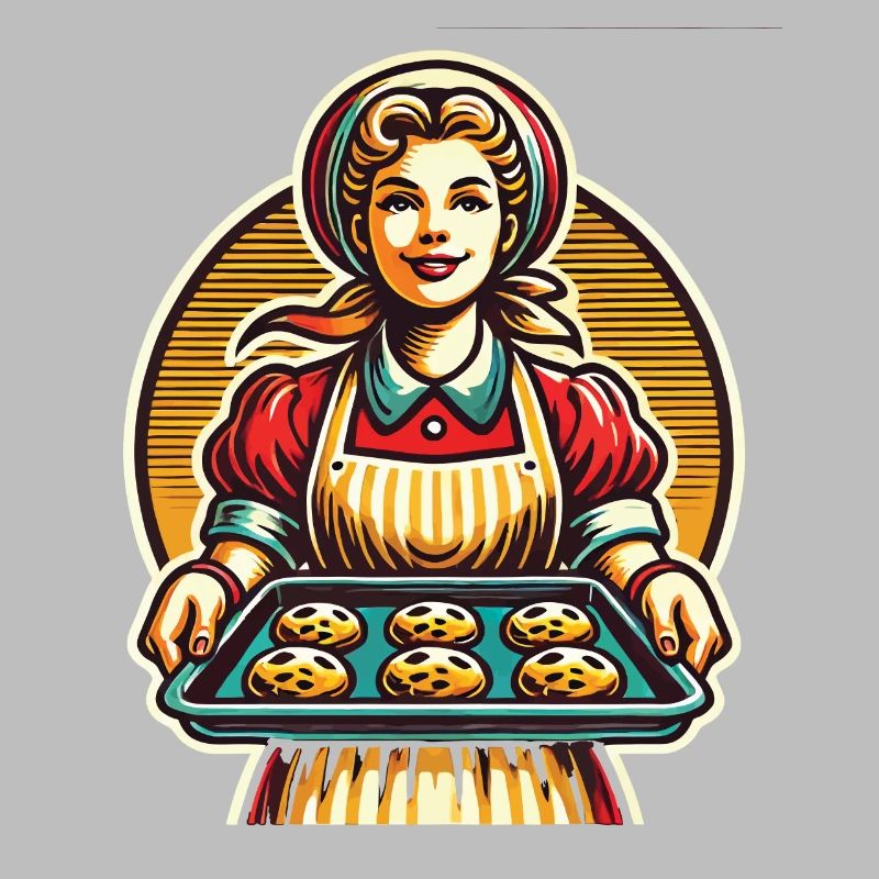 Traditional baker with fresh biscuits