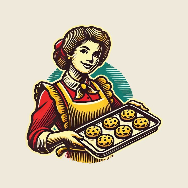 Nostalgic baker with biscuits motif