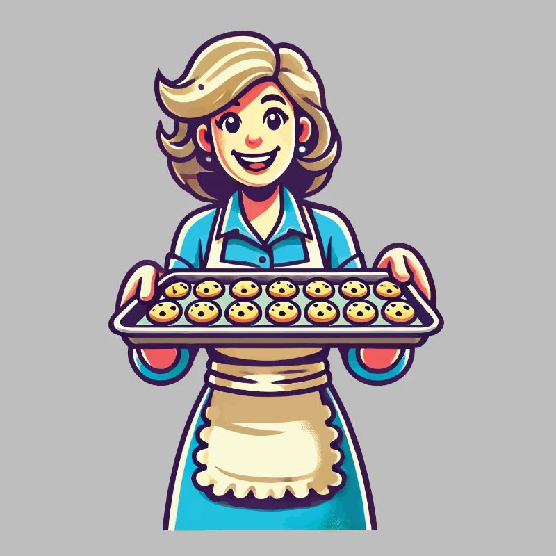 Cheerful baker with fresh biscuits
