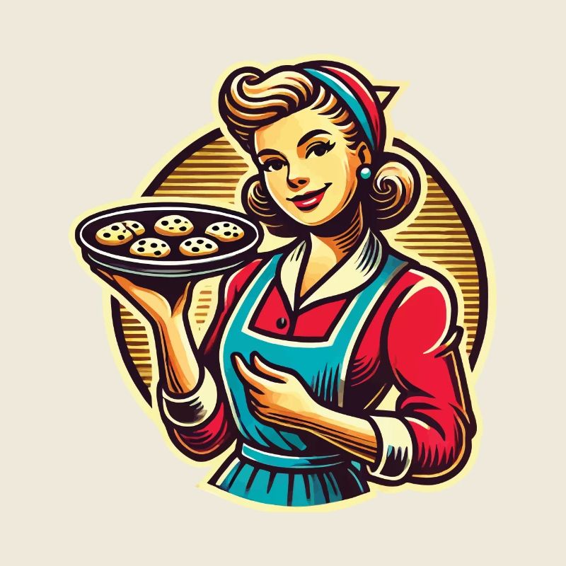 Retro Baker With Cookies Illustration