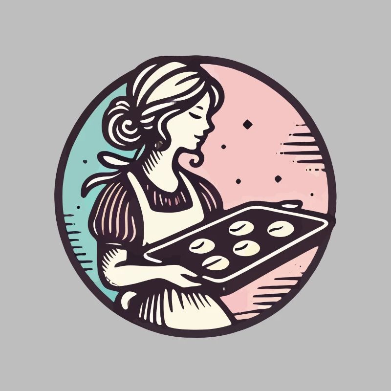 Vintage baker with biscuits illustration
