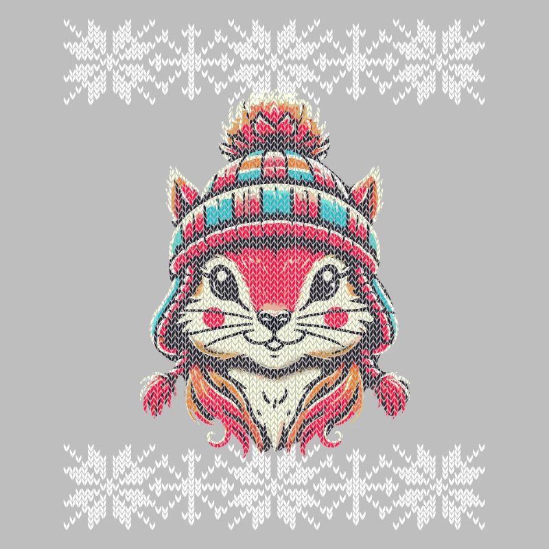 Winterlicher Strick-Look Eichhörnchen Mit Mütze
