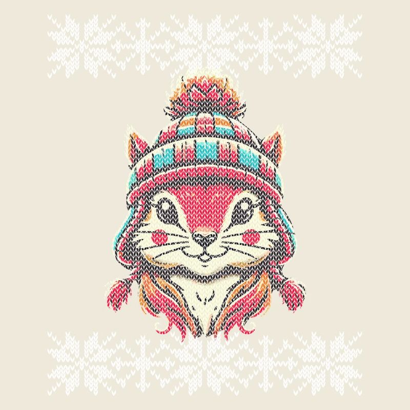 Winterlicher Strick-Look Eichhörnchen Mit Mütze