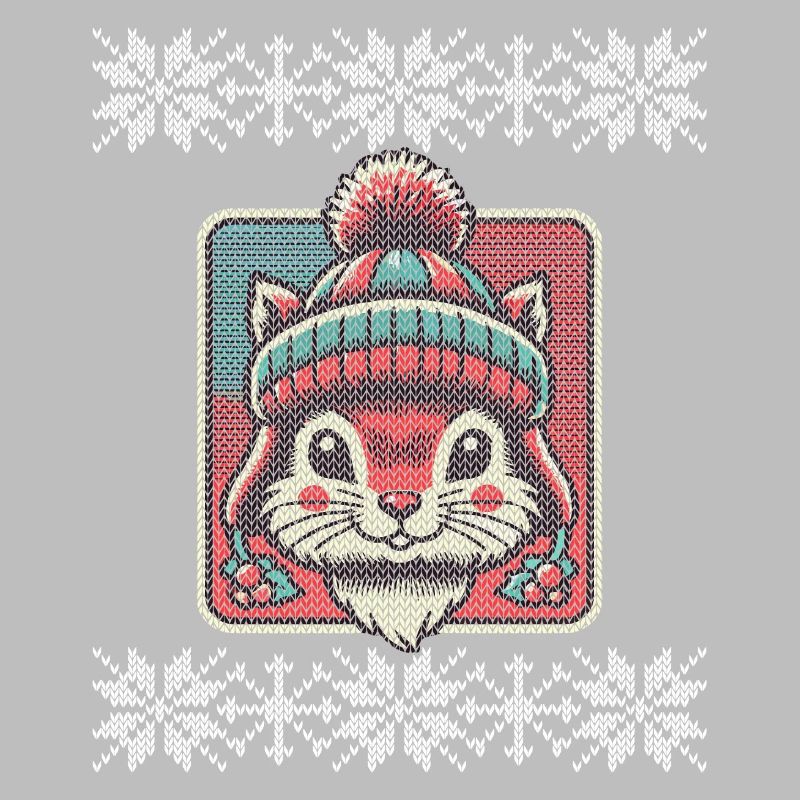 Winterliches Eichhörnchen Mit Mütze Und Muster