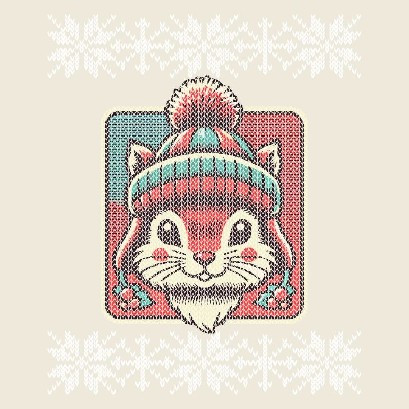 Winterliches Eichhörnchen Mit Mütze Und Muster