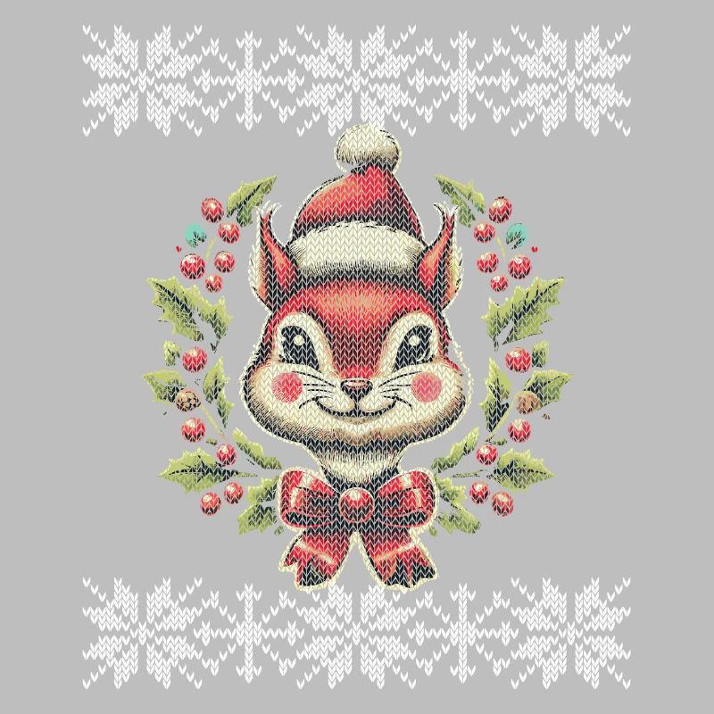 Christmas squirrel with hat and wreath