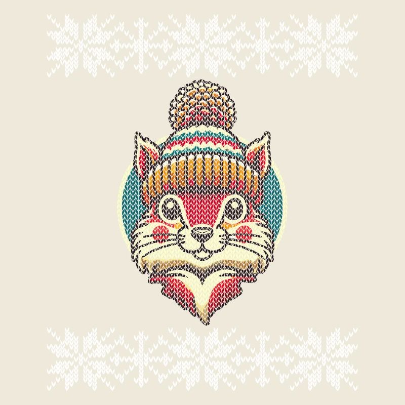 Winterlicher Strickstil Eichhörnchen Mit Mütze