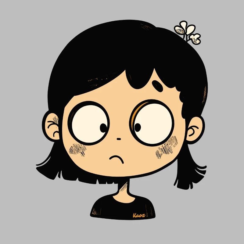 fille de dessin animé réfléchie