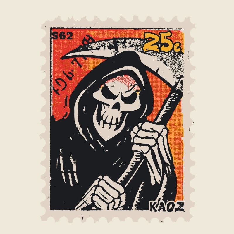 Bande dessinée Grim Reaper sur timbre-poste